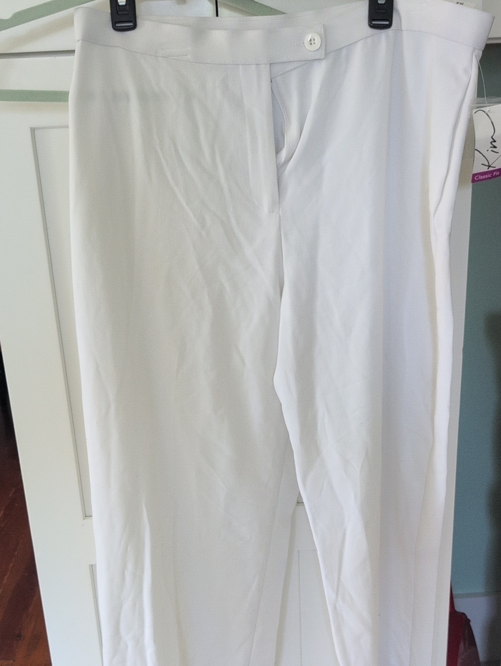 Kim Rogers White Dress Pants with Classic Waistband